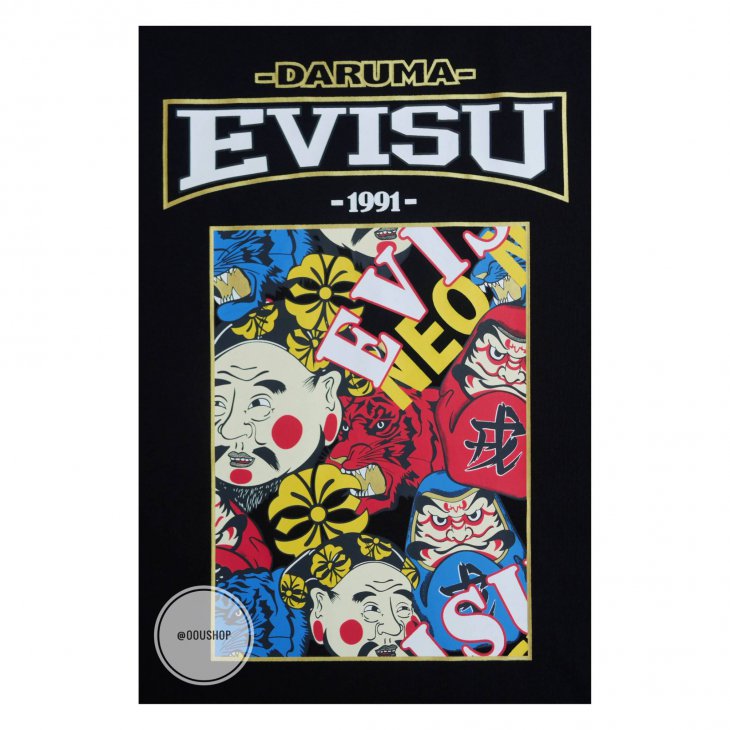 EVISU DURUMA EBISU AND TIGER COLLAGE PRINT T-SHIRT