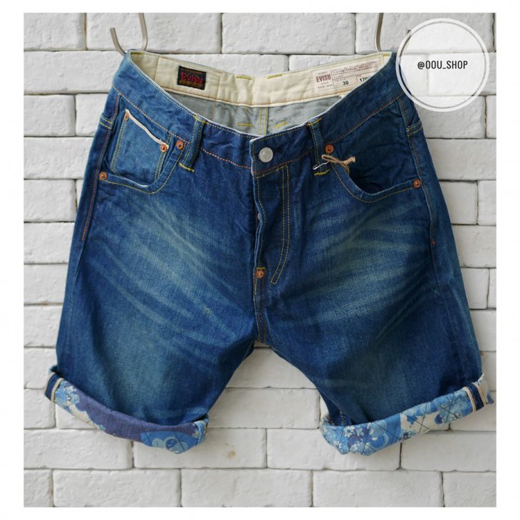 EVISU REGULAR-FIT DENIM SHORTS WITH LOGO EMBROIDERY