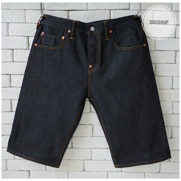 EVISU GOLD SEAGULL EMBROIDERED DENIM SHORTS