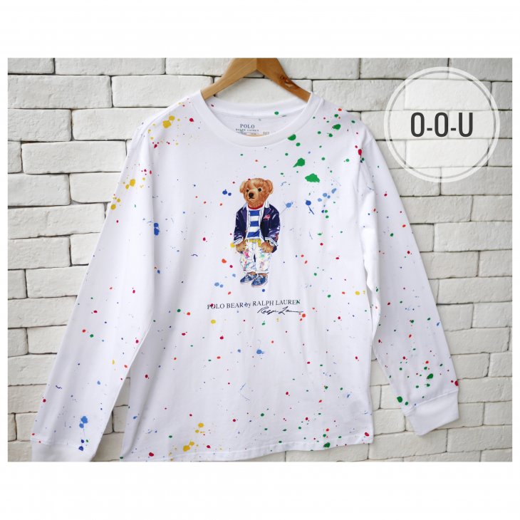 POLO RALPH LAUREN POLO BEAR BOYS PAINT SPLATTER LONG-SLEEVE T-SHIRT