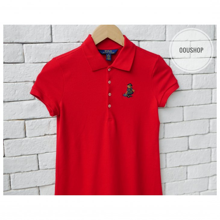 POLO RALPH LAUREN POLO BEAR GIRLS STRETCH MESH POLO DRESS