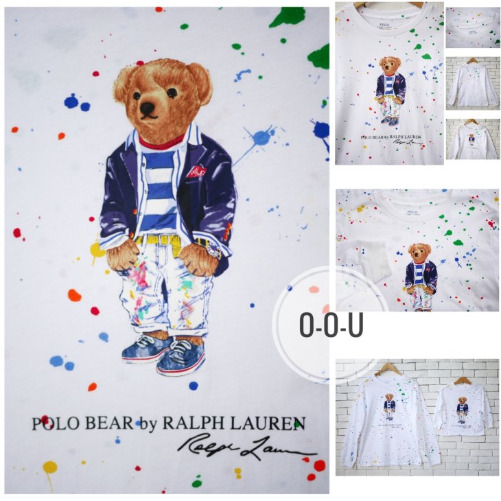POLO RALPH LAUREN POLO BEAR BOYS PAINT SPLATTER LONG-SLEEVE T-SHIRT