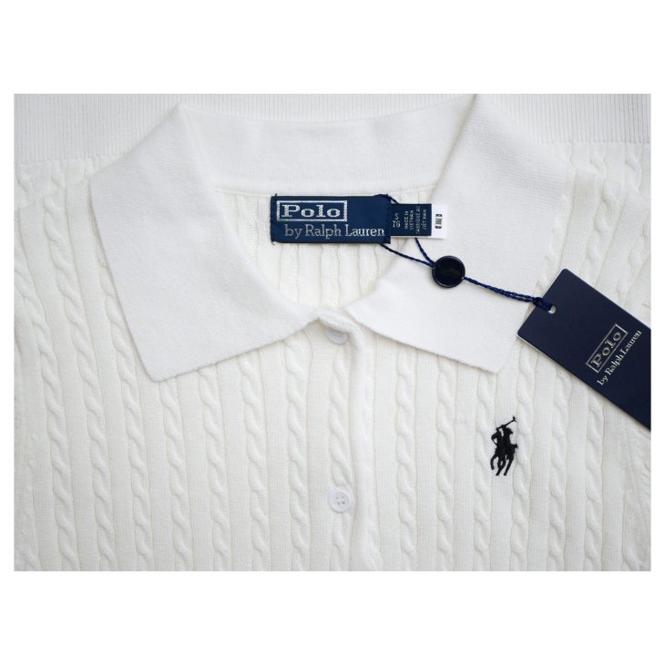 POLO RALPH LAUREN WOMEN COTTON CABLE KNIT POLO SHIRT