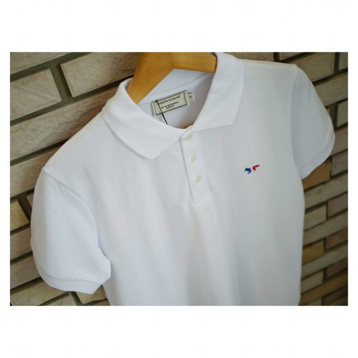 MAISON KITSUNE POLO TRICOLOR FOX PATCH
