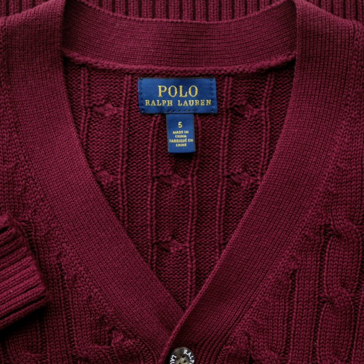POLO RALPH LAUREN KIDS CABLE-KNIT COTTON V-NECK CARDIGAN
