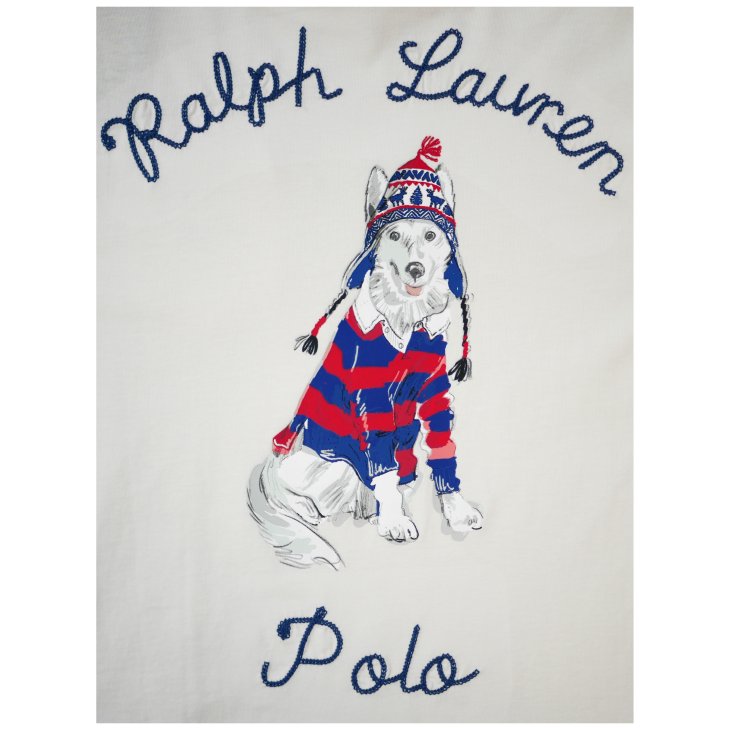 POLO RALPH LAUREN BOYS DOG PRINT COTTON LONG SLEEVE TEE