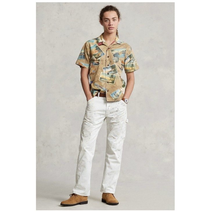 POLO RALPH LAUREN CLASSIC FIT POSTCARD PRINT CHINO SHIRT