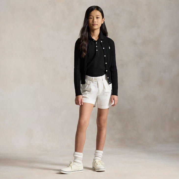 POLO RALPH LAUREN GIRLS MINI-CABLE COTTON CARDIGAN