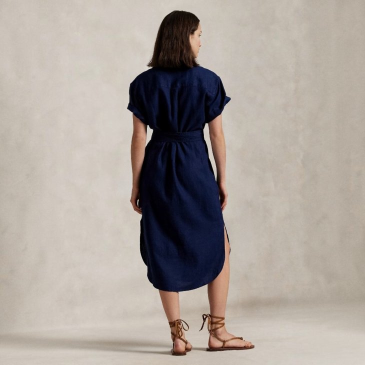 POLO RALPH LAUREN LINEN SHORT SLEEVE SHIRTDRESS