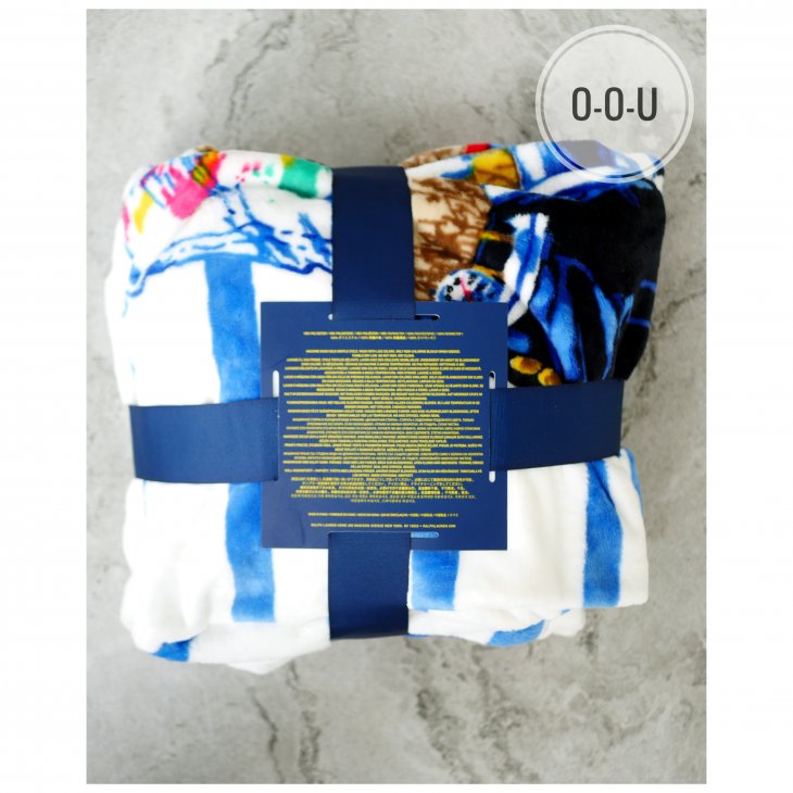 POLO RALPH LAUREN POLO BEAR STRIPED THROW BLANKET