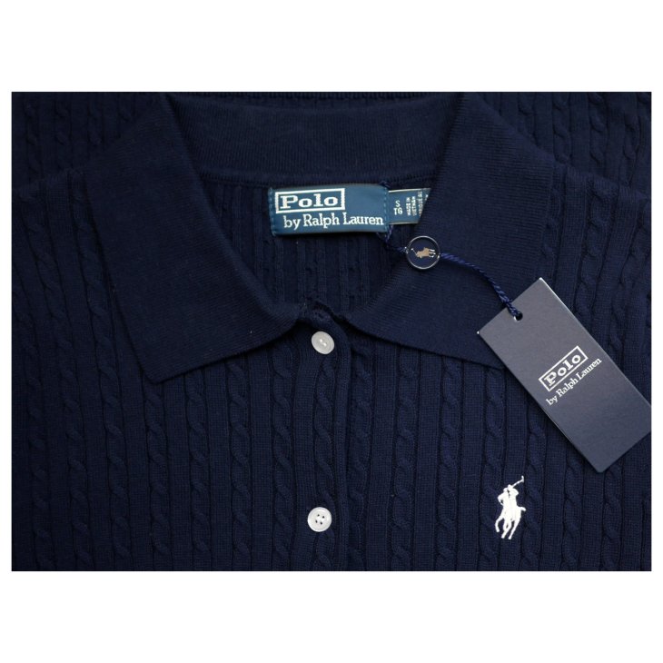 POLO RALPH LAUREN WOMEN COTTON CABLE KNIT POLO SHIRT