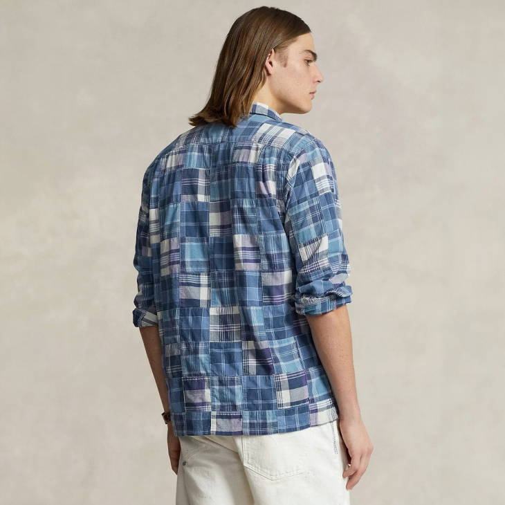 POLO RALPH LAUREN CLASSIC FIT PATCHWORK MADRAS CAMP SHIRT