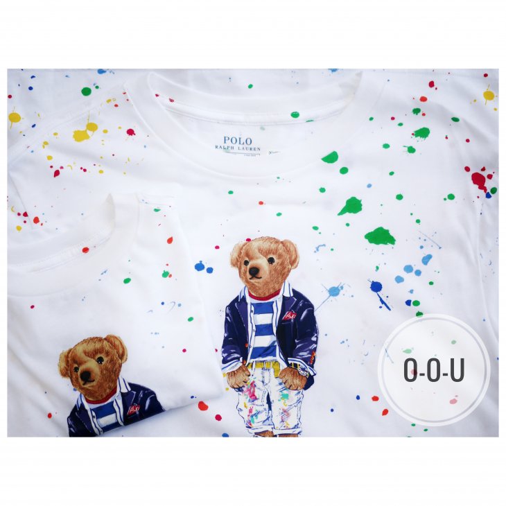 POLO RALPH LAUREN POLO BEAR BOYS PAINT SPLATTER LONG-SLEEVE T-SHIRT