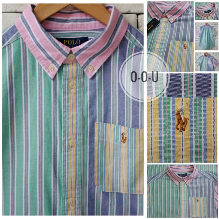 POLO RALPH LAUREN BOYS STRIPED COTTON OXFORD SHORT-SLEEVE SHIRT