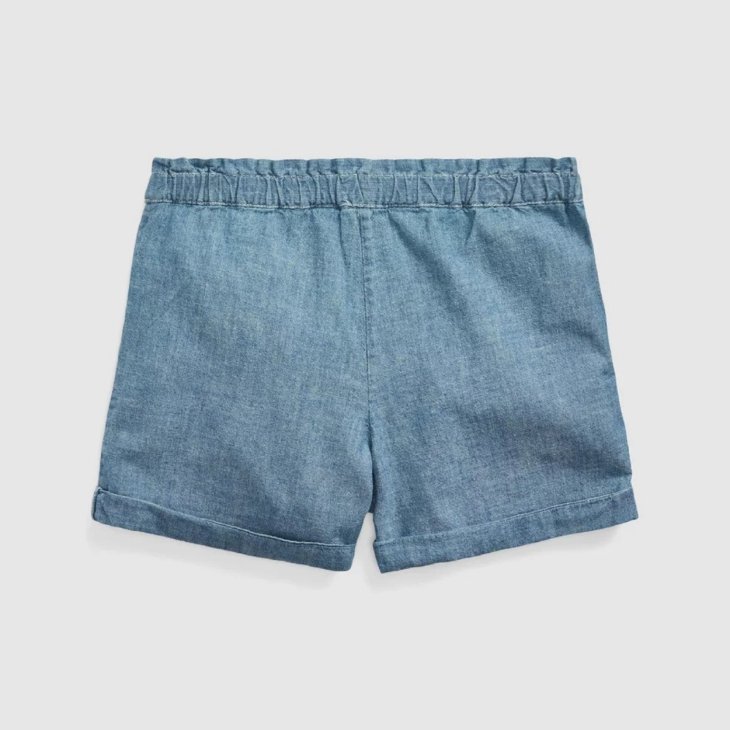 POLO RALPH LAUREN KIDS COTTON CHAMBRAY CAMP SHORT
