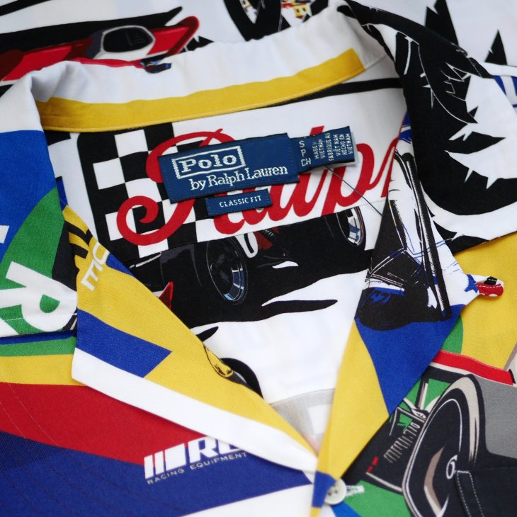 POLO RALPH LAUREN CLASSIC FIT RACING-PRINT CAMP SHIRT