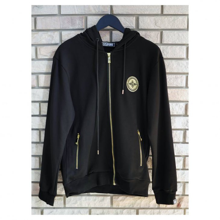 EVISU KURO ZIP-UP HOODIE WITH GLITTER
