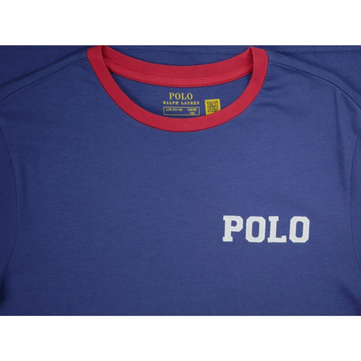 POLO RALPH LAUREN BOYS LOGO COTTON JERSEY RINGER TEE