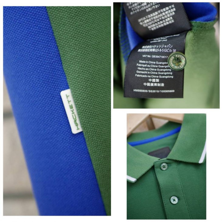 HACKETT ASTON MARTIN RACING Duo-tone cotton-blend short-sleeved polo shirt