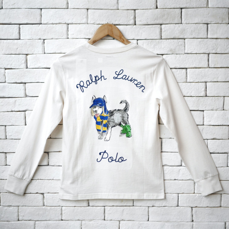 POLO RALPH LAUREN BOYS PUPPY PRINT COTTON LONG-SLEEVE T-SHIRT