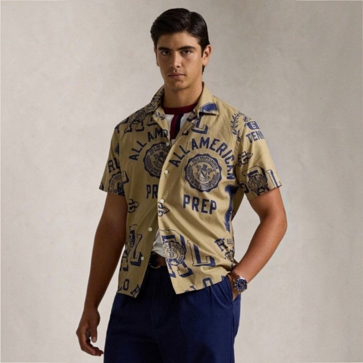 POLO RALPH LAUREN CLASSIC FIT COTTON LINEN CAMP SHIRT