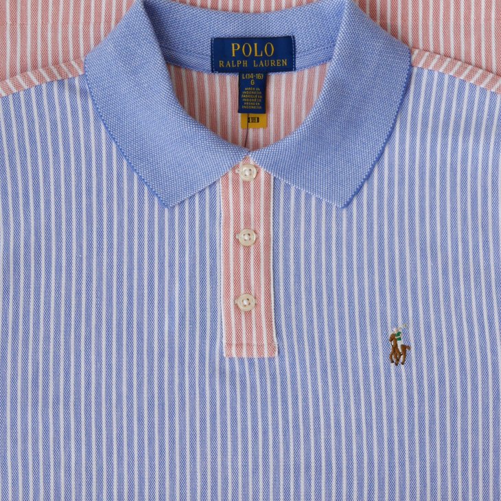 POLO RALPH LAUREN BOYS STRIPED OXFORD MESH POLO SHIRT