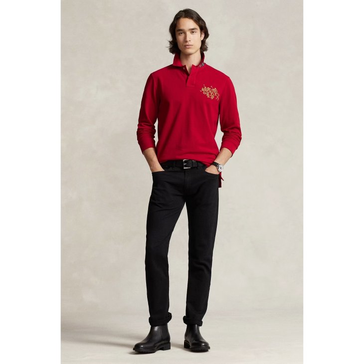 POLO RALPH LAUREN CUSTOM SLIM FIT LUNAR NEW YEAR TRIPLE PONY POLO SHIRT
