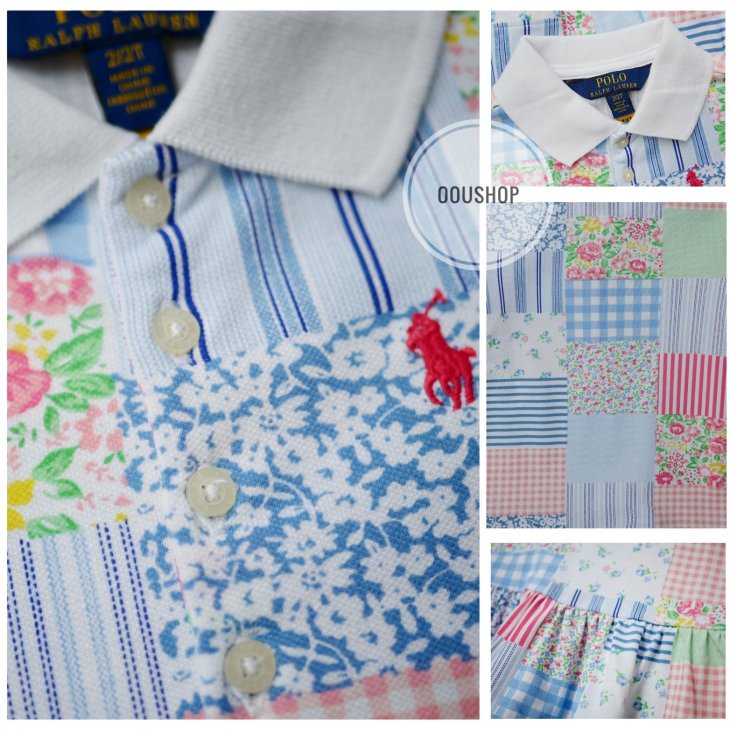 POLO RALPH LAUREN MULTI PATCHWORK KIDS STRETCH POLO DRESS