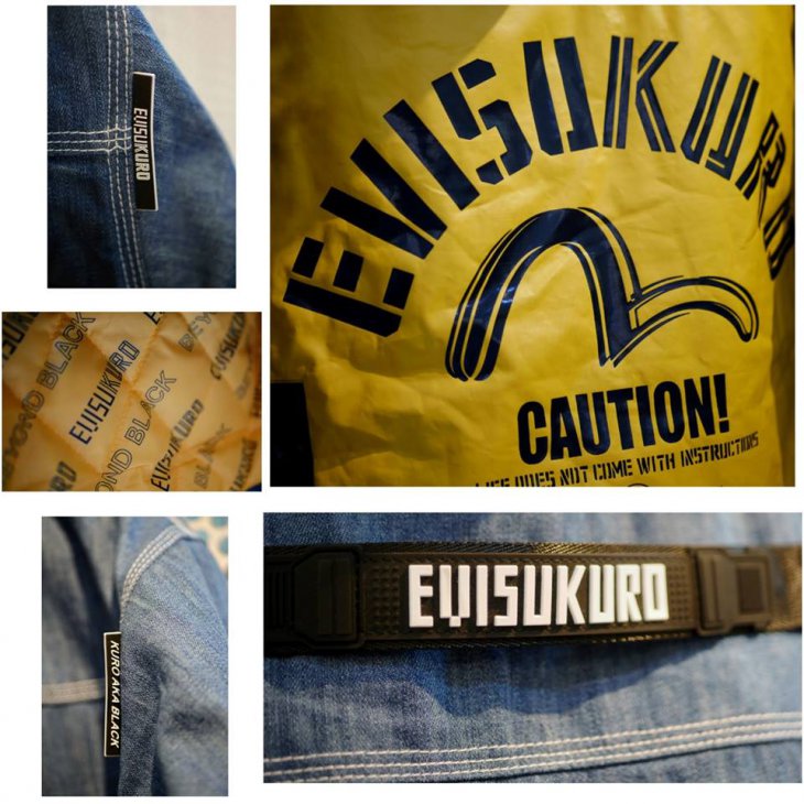 EVISUKURO TAPED HOODED DENIM JACKET