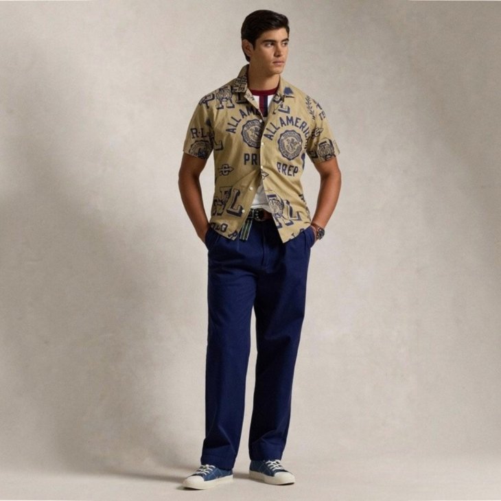 POLO RALPH LAUREN CLASSIC FIT COTTON LINEN CAMP SHIRT