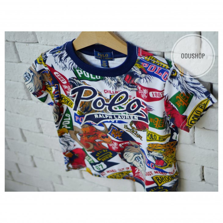 POLO RALPH LAUREN KIDS COTTON YALE 2 VARSITY  PENNANT T-SHIRT