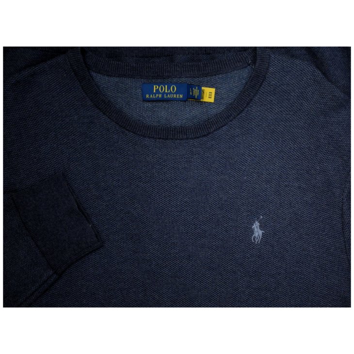 POLO RALPH LAUREN MESH KNIT COTTON CREWNECK SWEATER
