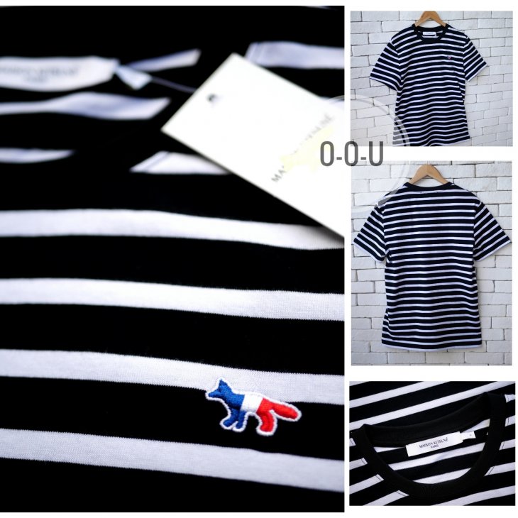 MAISON KITSUNE TRICOLOR FOX  PATCH MARIN TEE-SHIRT