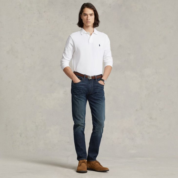 POLO RALPH LAUREN MESH LONG-SLEEVE POLO SHIRT