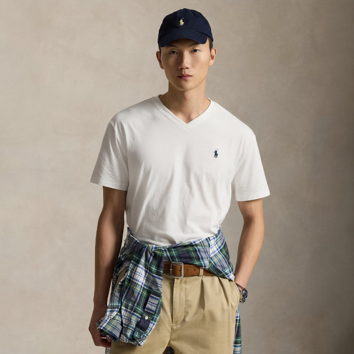 POLO RALPH LAUREN CUSTOM SLIM FIT JERSEY V-NECK T-SHIRT