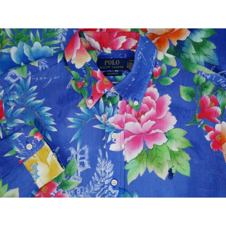 POLO RALPH LAUREN CUSTOM FIT FLORAL PRINT LINEN SHIRT