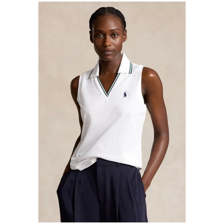 POLO RALPH LAUREN WIMBLEDON PIQUE SLEEVELESS POLO SHIRT