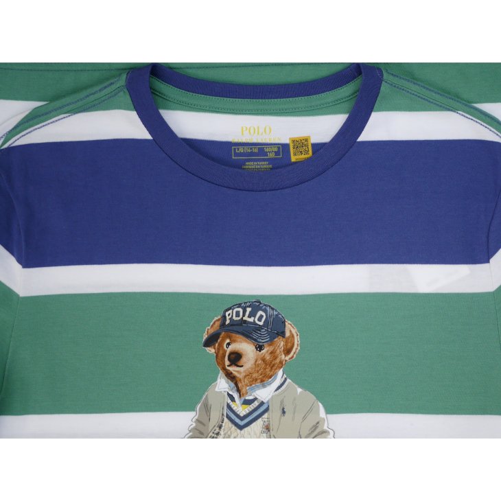 POLO RALPH LAUREN BOYS POLO BEAR STRIPED COTTON JERSEY TEE