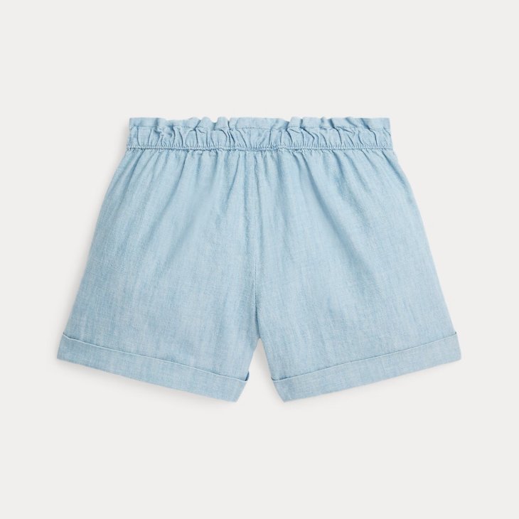 POLO RALPH LAUREN KIDS COTTON CHAMBRAY CAMP SHORT