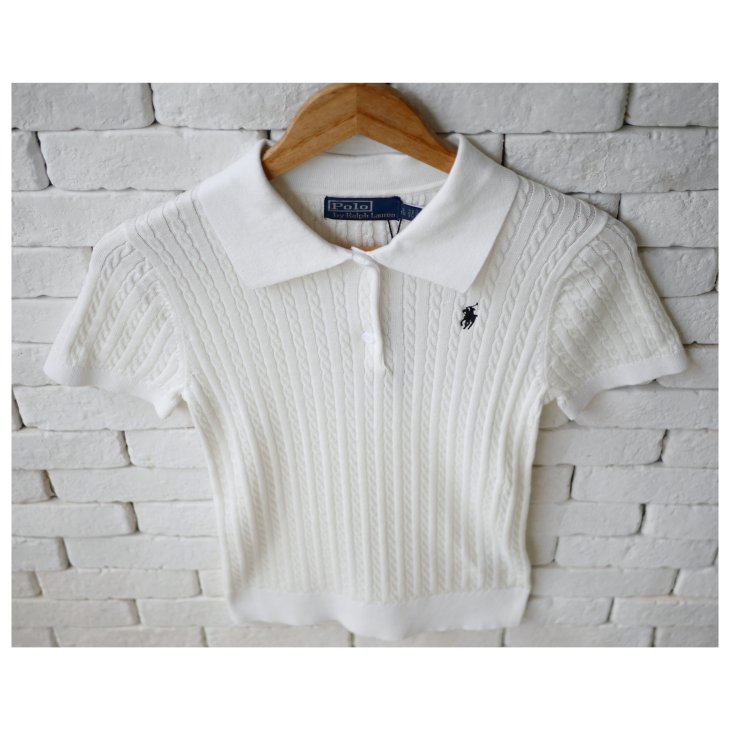 POLO RALPH LAUREN WOMEN COTTON CABLE KNIT POLO SHIRT