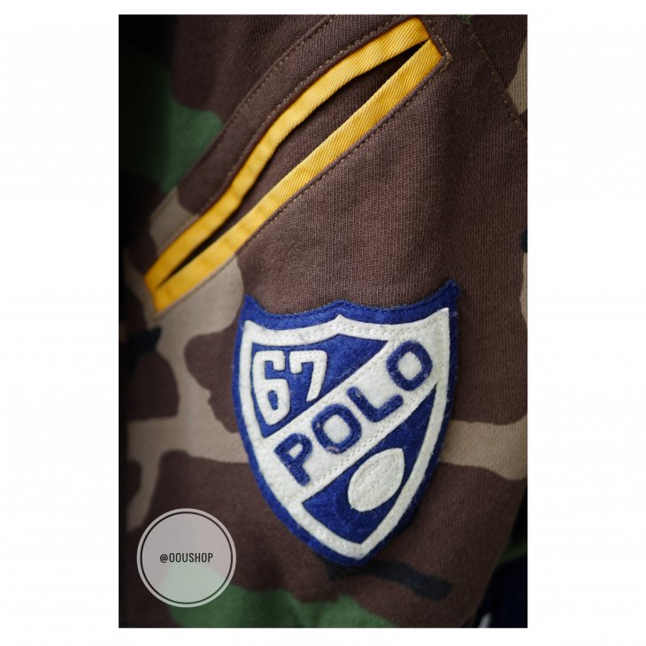 POLO RALPH LAUREN TIGERS MILITARY CAMO PATCHWORK LETTERMAN BASEBALL JACKET