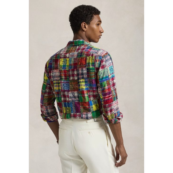 POLO RALPH LAUREN CLASSIC FIT PATCHWORK MADRAS CAMP SHIRT
