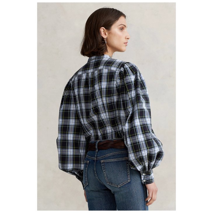 POLO RALPH LAUREN PUFF SLEEVE CHECKED SHIRT