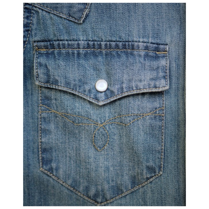 RALPH LAUREN DENIM PUFF SLEEVE WESTERN SHIRT