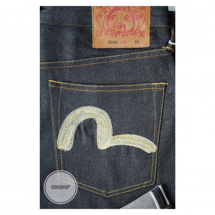 EVISU GOLD SEAGULL EMBROIDERED DENIM SHORTS