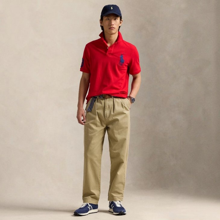 POLO RALPH LAUREN CUSTOM SLIM FIT BIG PONY MESH POLO SHIRT