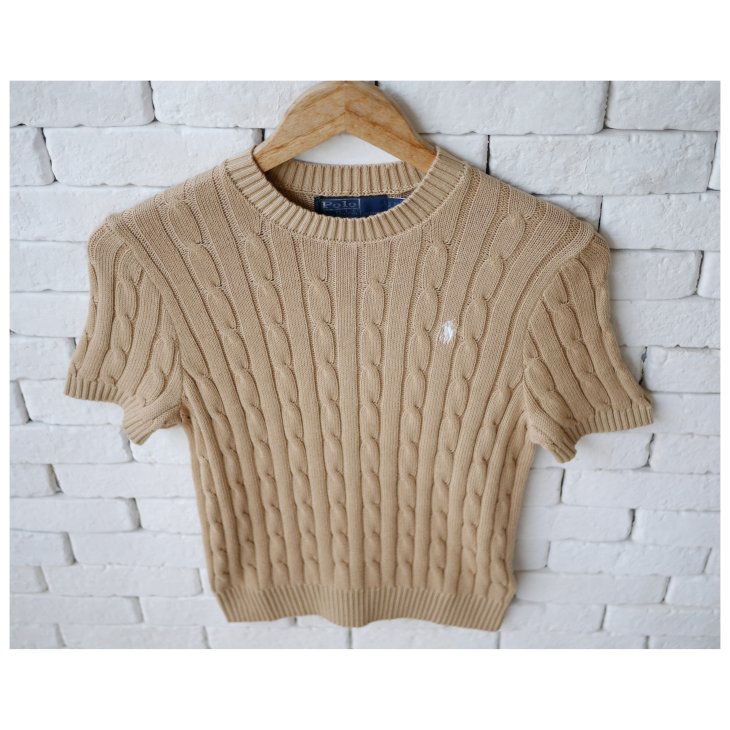 POLO RALPH LAUREN WOMEN COTTON CABLE SHORT SLEEVE JUMPER