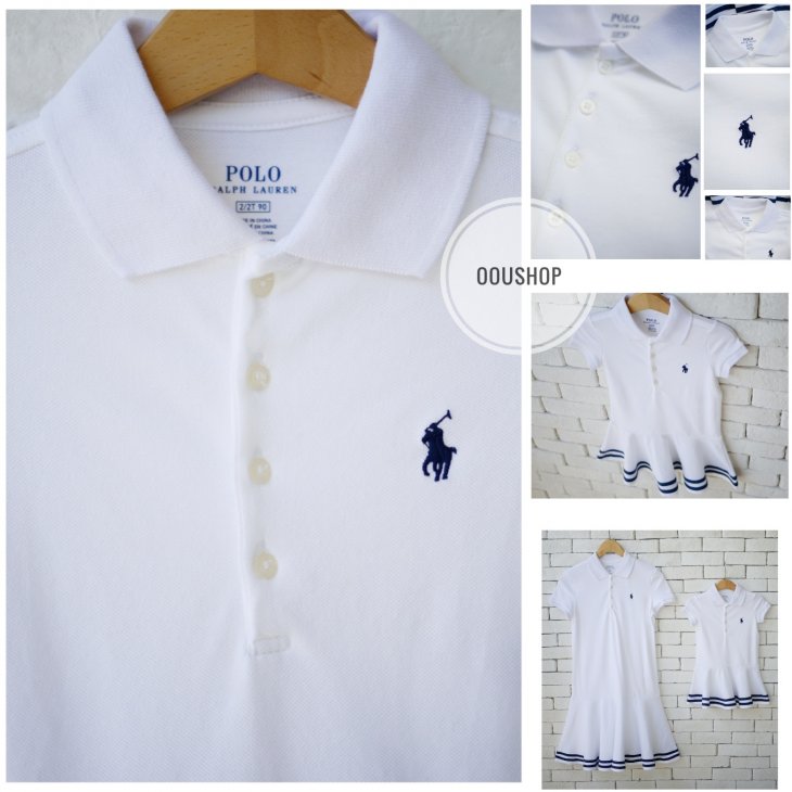 POLO RALPH LAUREN KIDS STRIPED STRETCH MESH POLO DRESS