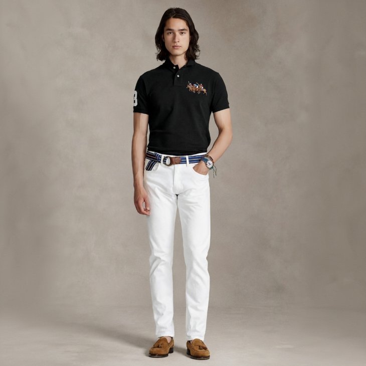 POLO RALPH LAUREN CUSTOM SLIM FIT TRIPLE PONY POLO SHIRT