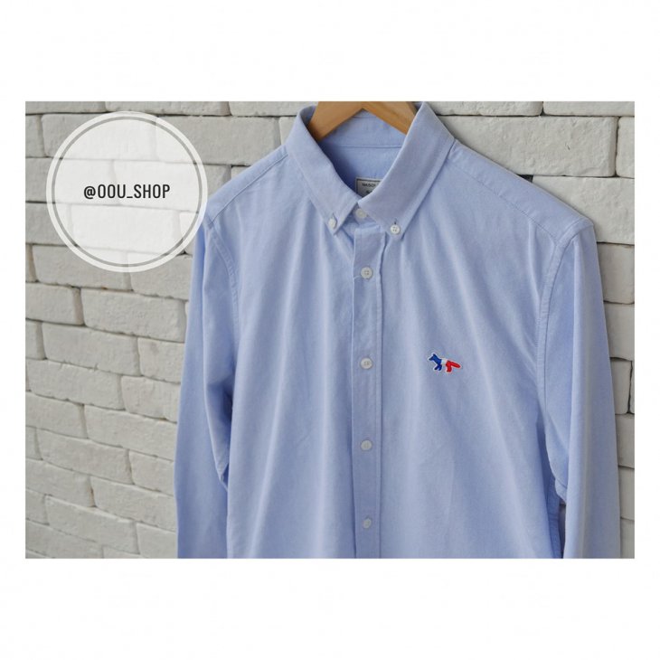 MAISON KITSUNE OXFORD TRICOLOR FOX PATCH CLASSIC SHIRT